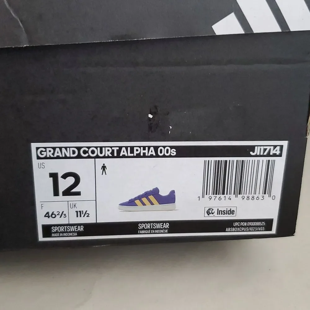 Adidas Grand Court Alpha 00s Sneakers Men's 12 Blue Yellow Suede NIB - Picture 9 of 9